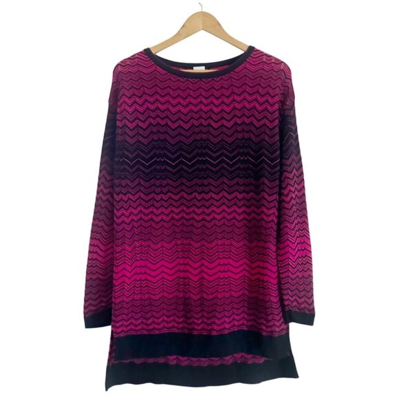 Missoni Womens Zigzag Lightweight Knit Tunic Sweater Size 44 US 8 Fuchsia Black - Picture 2 of 9